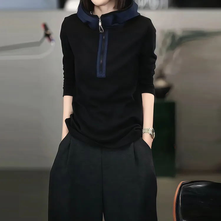 韩系漂亮设计感连帽卫衣秋冬文艺休闲宽松显瘦长袖女士洋气卫衣女