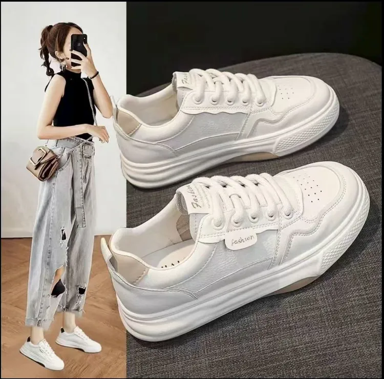 韩系增高显瘦小白鞋女2025秋款韩版百搭厚底板鞋学生复古休闲鞋