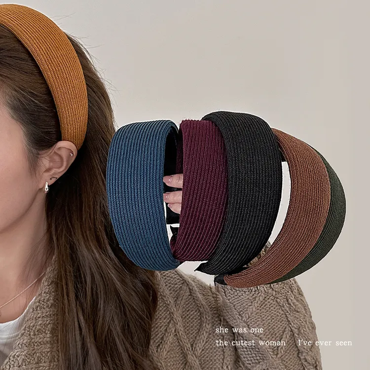 韩系纯色针织宽边发箍女2025新款高颅顶压发头箍秋冬新款发卡发捆