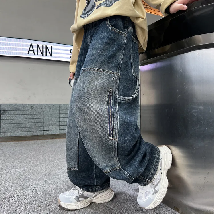 男童牛仔裤大儿童秋装裤子2025新款春秋款炸街秋季工装长裤痞帅潮