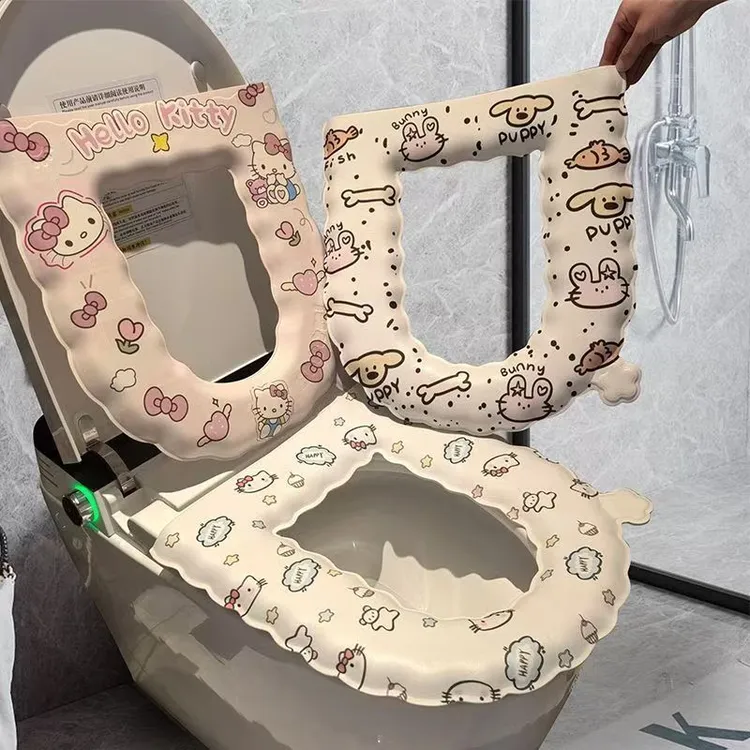 新款加厚家用EVA厕所马桶可爱防水贴四季通用ins风可擦免洗坐垫L