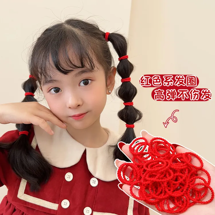 新年红头绳喜庆红色皮筋儿童扎头不伤发女童宝宝发圈小孩橡皮筋商品图
