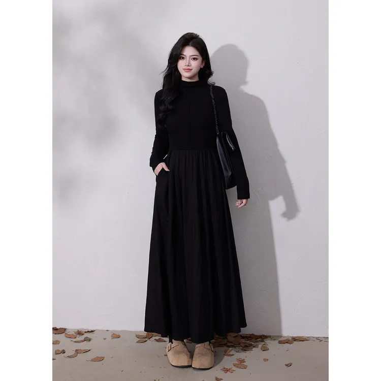 【杂志封面】蛋妹大码女装微胖mm春秋显瘦长袖裙子连衣裙DM33046