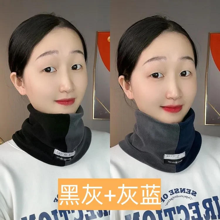 2男士拼色脖套保暖护脸防风骑行套头围脖百搭加绒秋冬季男女同款