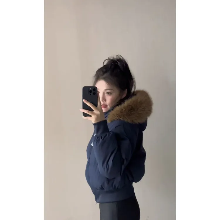 【小梦专属】美式复古棉服女2025冬季新款收腰毛领加厚连帽保暖短款棉衣外套朝