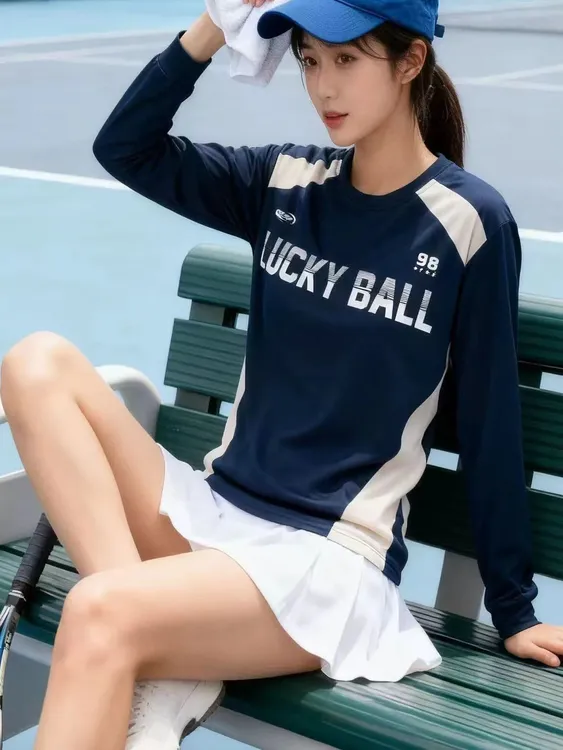 秋冬长袖羽毛球服男女圆领公开赛冬装t恤幸运球情侣运动衣服定制