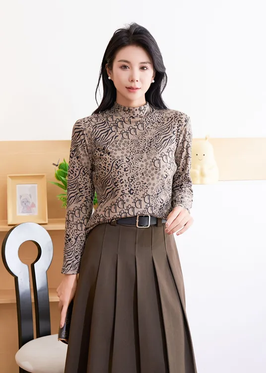 秋冬德绒女士亲肤气质保暖衫保暖搭子半高圆领-D字母