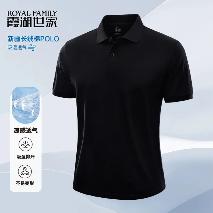 霞湖世家大码男装夏季polo衫男款胖子宽松翻领短袖轻奢痞帅男装