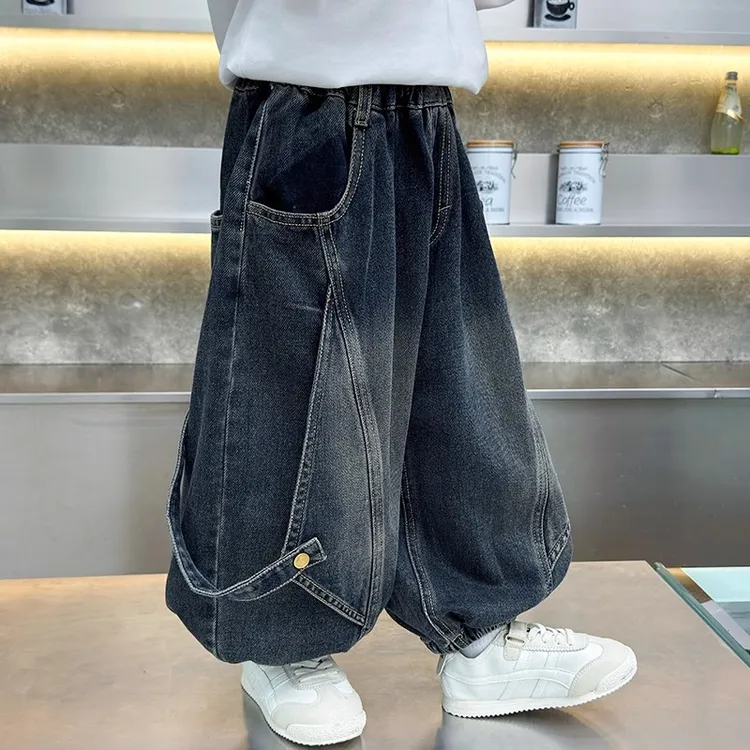 男童春秋装裤子2025新款帅气小男孩韩版牛仔工装裤儿童秋季休闲裤