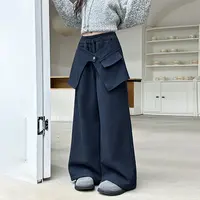 【Maila童装】女童韩系净色加绒牛仔阔腿裤冬季洋气屁帘牛仔裤百搭