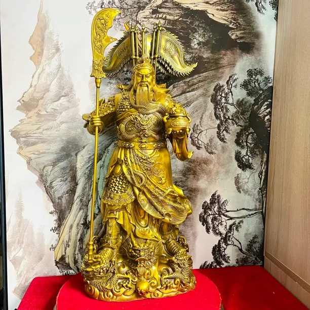 纯黄铜材质关公关二爷武财神立刀提刀家居摆件装饰品