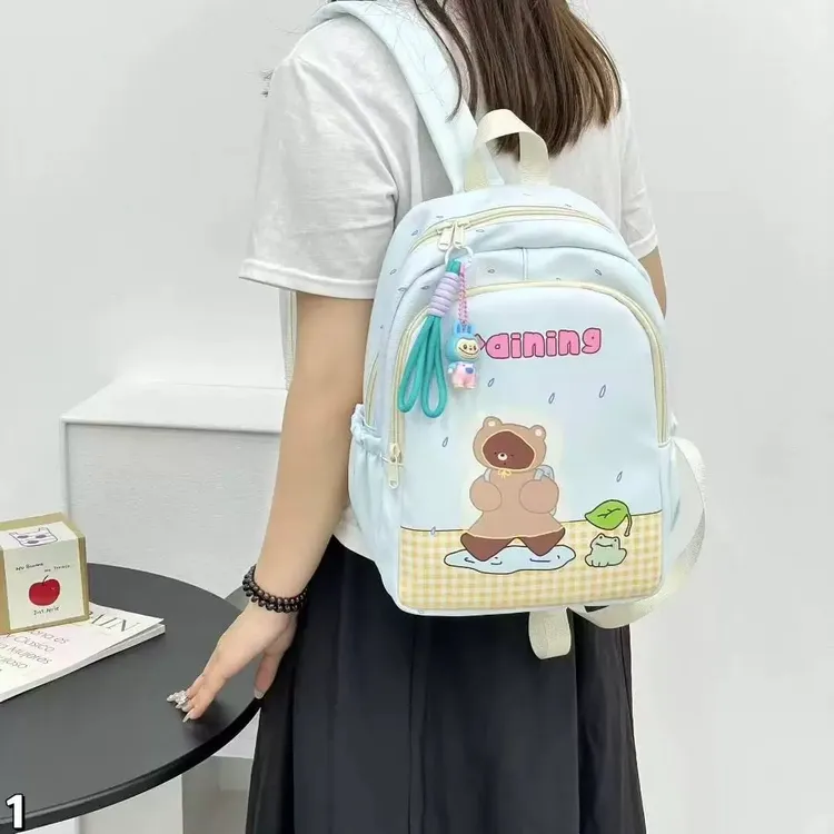 女可爱风减负格子通用双肩书包印花日系小清新夏季时尚小学生休闲