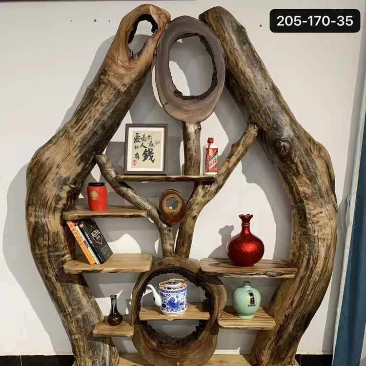 香樟木原生态创意博古架置物架隔断屏封