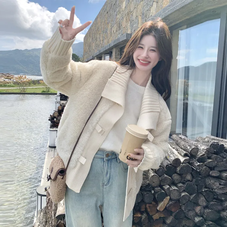 冬季加厚羊羔毛外套女2025新款超好看的小个子韩系氛围感加厚棉袄
