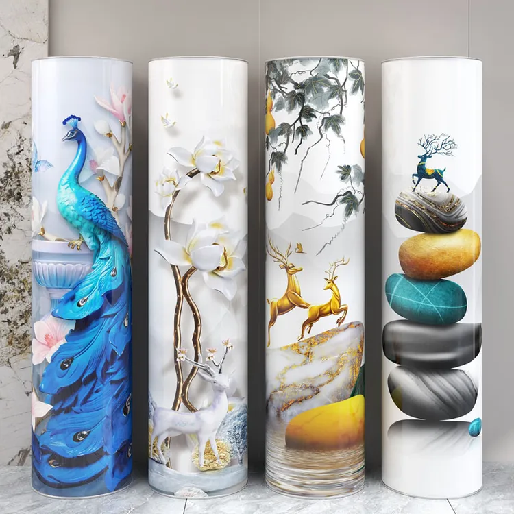 （钢化玻璃隔板）圆柱形360度旋转鞋柜鞋架家用收纳柜书柜储物柜