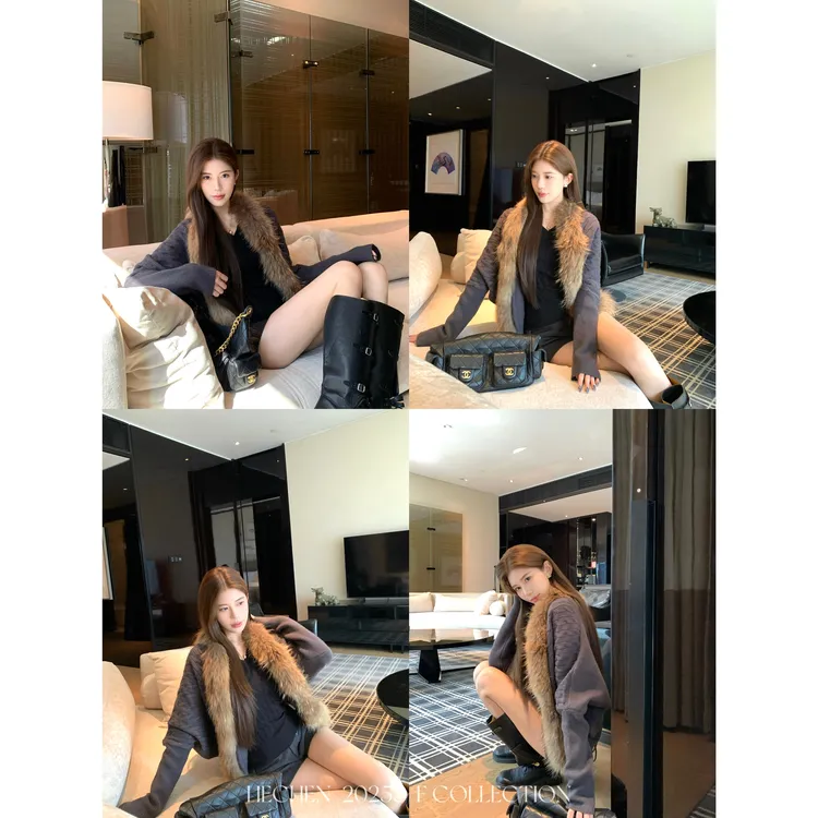 【禾呈】毛领气质显瘦秋季休闲外套百搭短款修身毛圈时尚外套50652