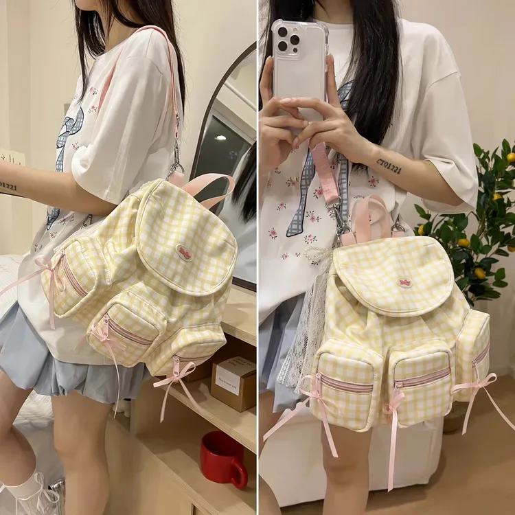 2025新款休闲背包少女旅行包时尚大容量学生书包小众可爱双肩包