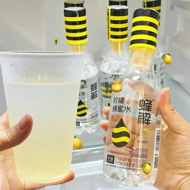 蜂解柠檬水蜂蜜水分离式瓶盖柠檬蜂蜜水网红饮料饮品400ml*6瓶