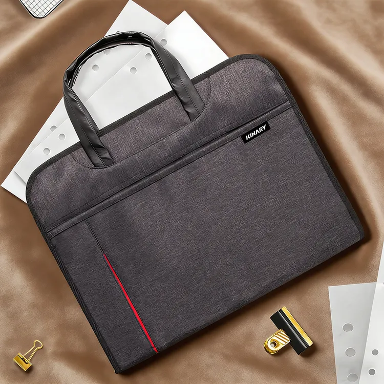 Kinary/金得利DC1912事务包/文件包 大容量双层拉链布纹商务手提
