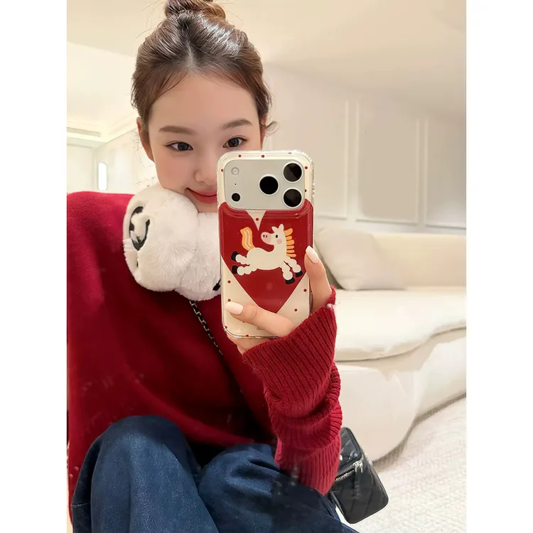 新年爱心小马适用苹果17Promax手机壳vivo华为荣耀oppo小米17防摔