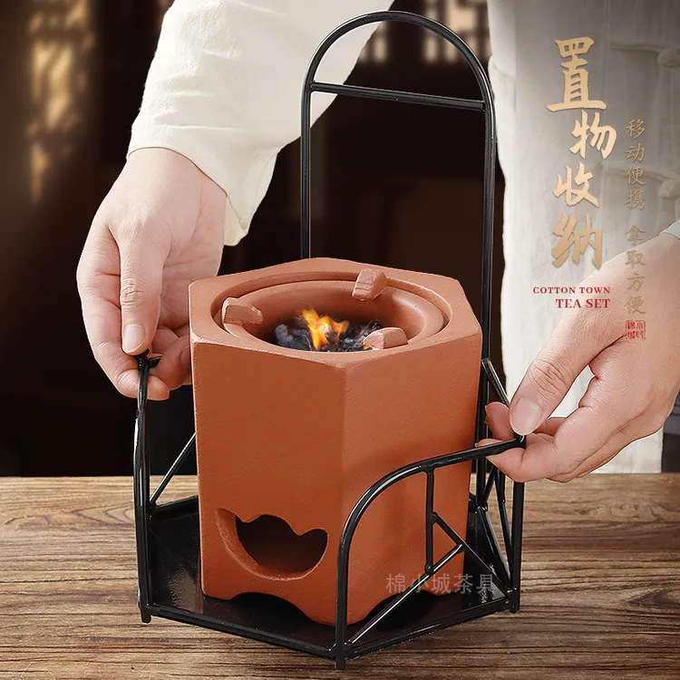 棉小城大号铁艺凉炉架炭炉移动便携隔热底托防烫复古茶道煮碳支架