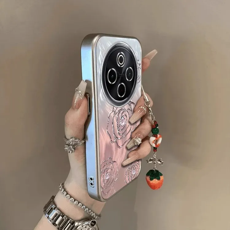 渐变羽纱山茶适用vivoY300Pro+手机壳保护套新款硅胶全包小众高级