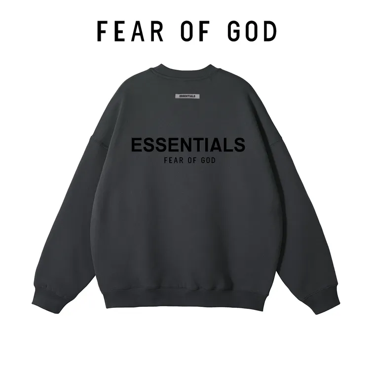 FEAR OF GOD复线ESSENTIALS植绒字母圆领卫衣男女秋冬潮牌情侣装