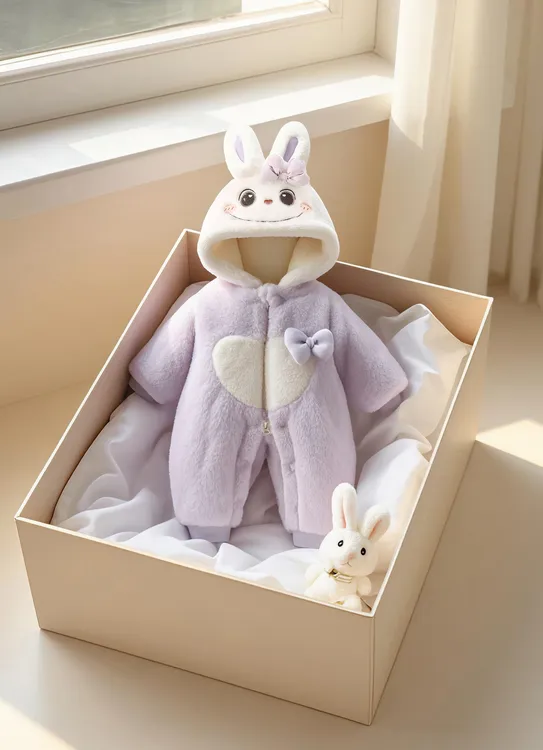 BBQ婴幼儿宝宝哈衣超萌冬季女童加厚外出服爬服