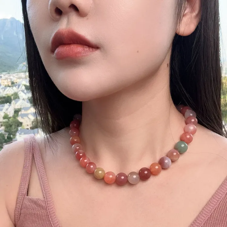 044设计款多宝项链盐源玛瑙细腻温润银扣头时尚百搭典雅雍容华贵