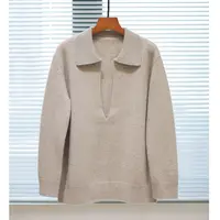 【煦冉】良辰媄锦山羊绒V字领套头翻领针织毛衣衣长约65CM