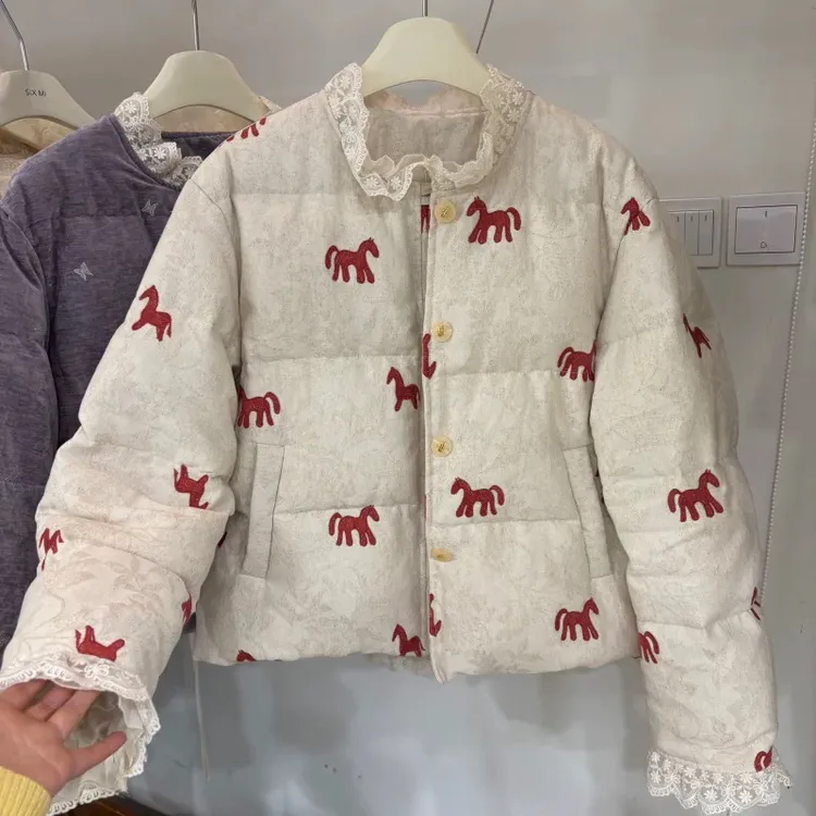 悦己•新款蕾丝边羽绒服