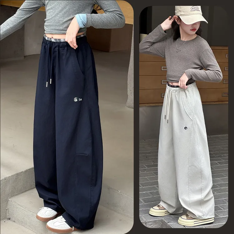 女童秋季时尚休闲弯刀阔腿裤6~12岁中大童宽松洋气韩版百搭时髦潮