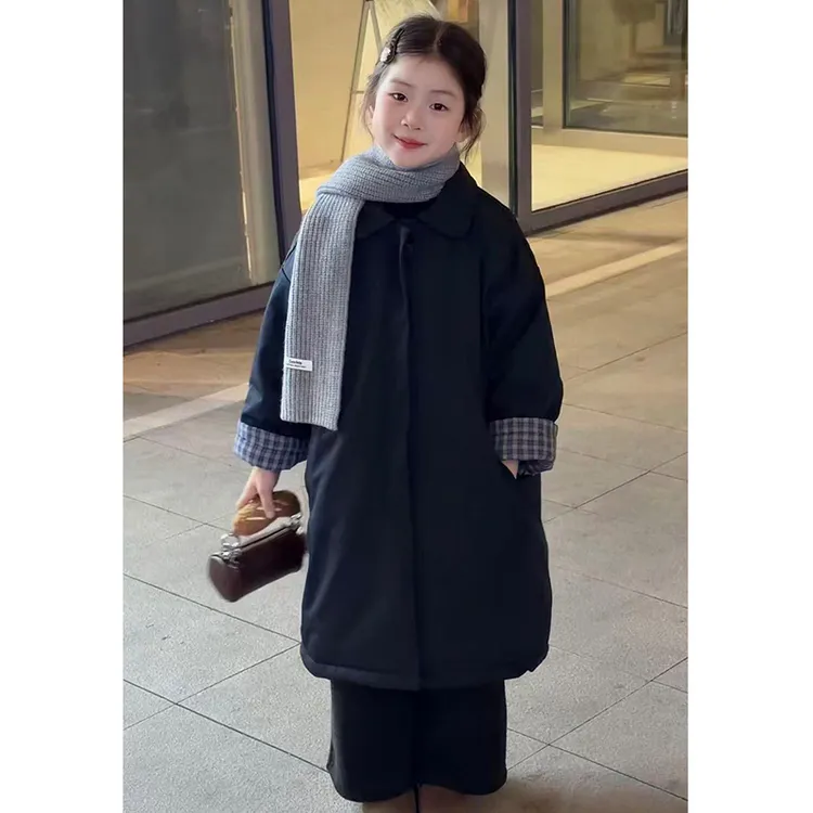 儿童冬季新款夹棉大衣男女童休闲时尚韩版休闲时尚保暖风衣外套潮