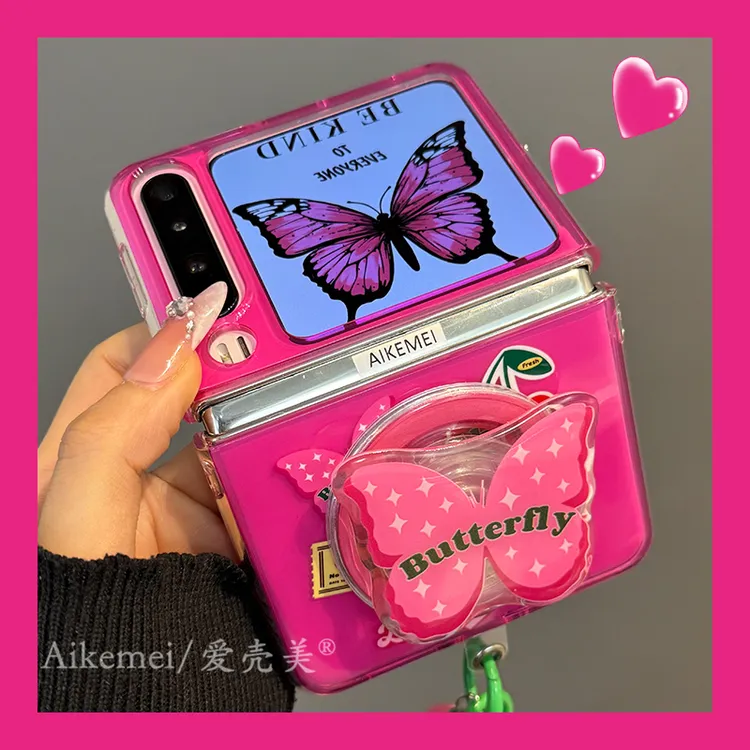 适用华为purax典藏版折叠屏手机壳pocket2蝴蝶樱桃扑克牌磁吸支架