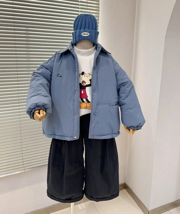 儿童夹棉外套小男孩帅气冬装新款中大童男童棉衣棉服   25566