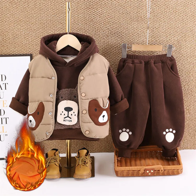 婴儿三件套男童帅气女宝宝秋冬装套装潮岁小男孩洋气加绒衣服