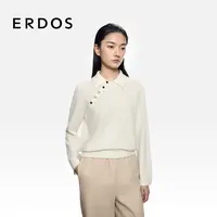 ERDOS 小翻领女士羊绒衫25年早秋新品斜肩扣装饰简约优雅百搭套衫