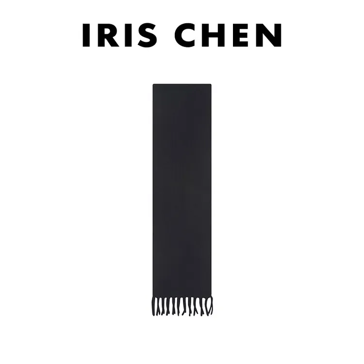 IRIS CHEN 流苏围巾 2025秋冬“100绵羊毛”纯色百搭围巾25WJ893