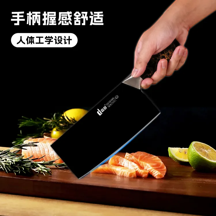 锋利不锈钢厨房刀手工锻打黑刃菜刀厨房专用刀具菜刀家用砍切两用