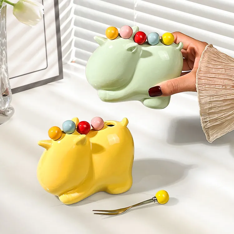 独角兽水果叉不锈钢高级感可爱彩色轻奢收纳罐可爱小叉子