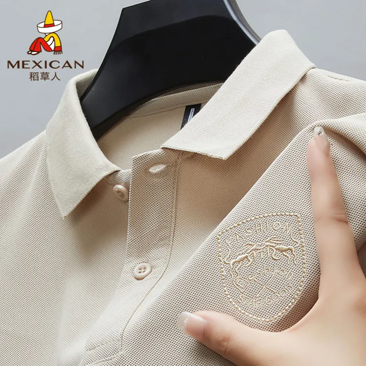 Mexican/稻草人男士夏季polo衫商务休闲半袖上衣宽松透气短袖t恤