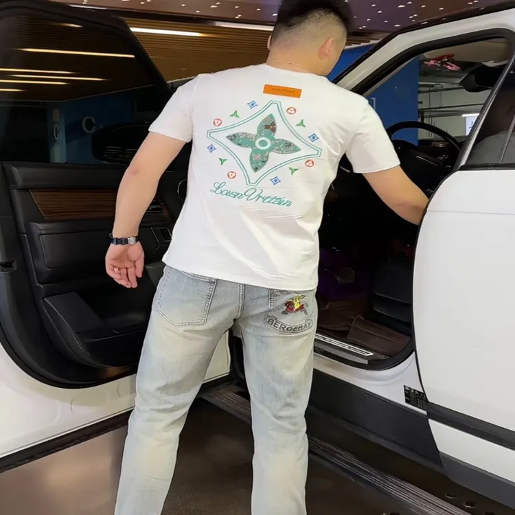 欧洲站轻奢夏季新款纯棉男士潮流短袖T恤圆领半袖个性上衣ins百搭