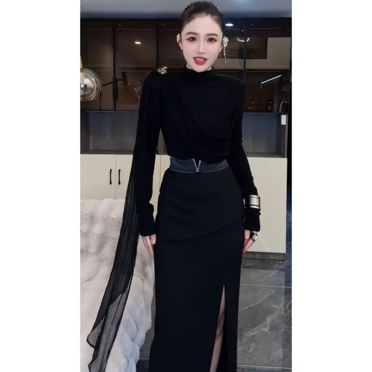 原歌时装兰知春序飘纱设计感打底衫➕加棉加厚半身裙90011+90012