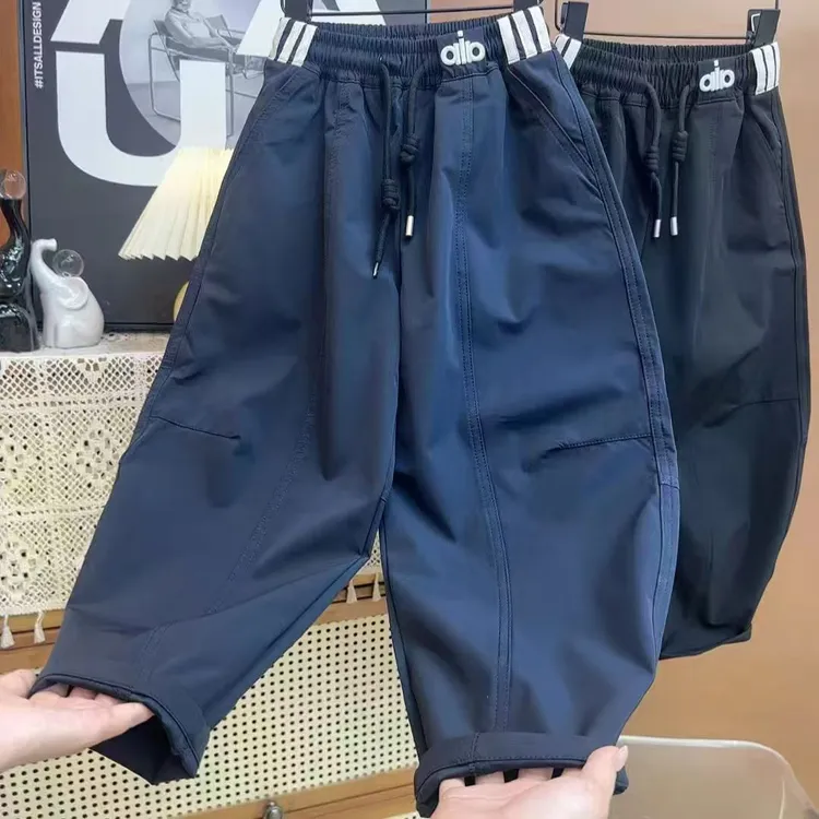 春秋百搭童裤2025新款秋季腰标字母设计中大童洋气休闲长裤
