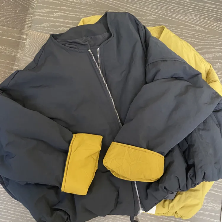 2025冬季新款圆领纯色拼接宽松保暖棉服加厚秋冬外套