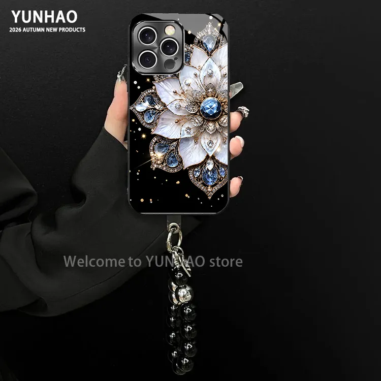 琉璃花适用苹果vivo华为oppo小米iPhone17电镀玻璃壳防摔手机壳