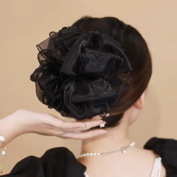 韩国简约蝴蝶结抓夹森系网红盘发马尾发抓后脑勺发卡大号鲨鱼发夹