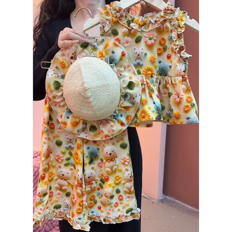 女童套装卡通裙子中小童女童时尚洋气可爱夏季新款套装休闲碎花