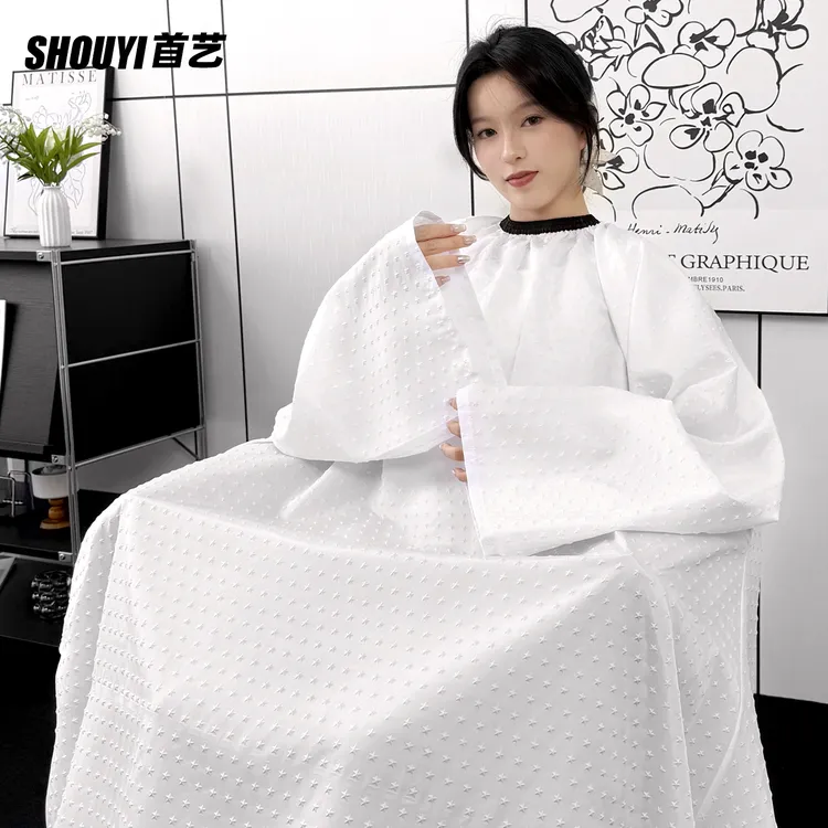 网红星星压花立体不沾发理发围布发廊专用透气可定制logo