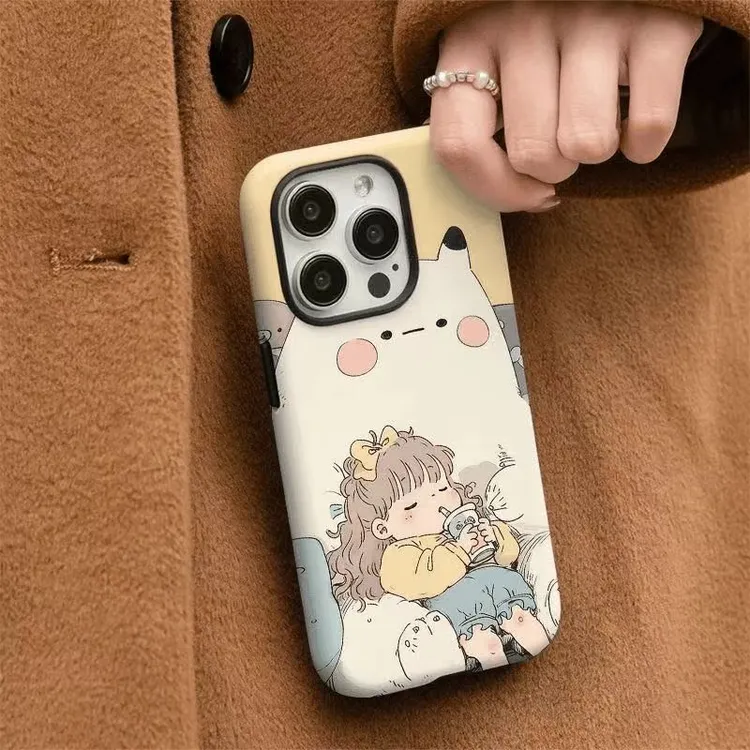 菲林二合一奶茶女孩适用于苹果17手机壳iphone16华为oppo小米vivo